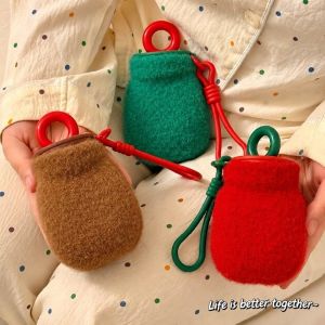 GONLUEZ PVC Water Bottle With Removable Plush Cover 140ml Hand Warmer Aesthetic Refillable Water Bag Winter