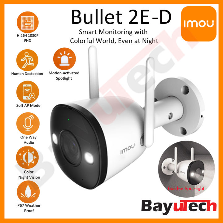 DAHUA IP Camera IMOU Bullet 2C 2E Builtin Mic 1080P H.264 Color Night