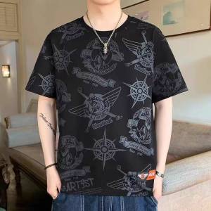 เสื้อยืดแขนสั้นผู้ชายพิมพ์ลายเทรนด์แฟชั่นใหม่เสื้อยืดขายส่ง
