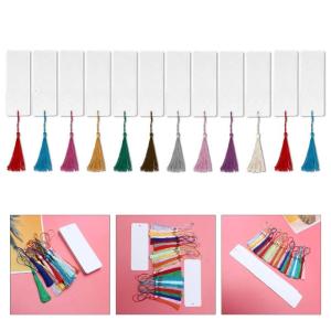 10 miếng Bookmark trắng với tua 2x5.5inch đánh dấu sơn chưa hoàn thành cho trẻ em người lớn đánh dấu thủ công