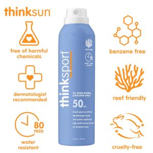 Thinksport SPF 50 All Sheer Zinc Oxide Mineral Sunscreen Spray - 177 ml EXP Sept 2028