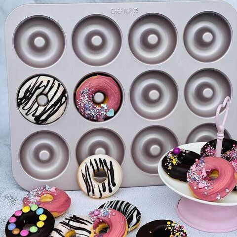 [CHEFMADE] 12 Cup Non-stick Donut Pan doughnut baking tray muffin mold  doughnut mold WK9225 Lazada