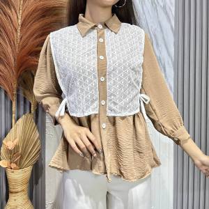 BRIEE FASHION - HELEN KEMEJA RENDA TALI SAMPING / ATASAN BLOUSE RENDA WANITA -PN