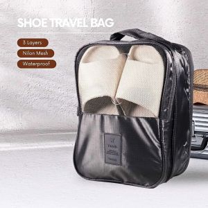 COD KIRIM CEPAT TRAVEL Tas Sepatu Travel 3 Layer Organizer Shoes Bag Nylon Mesh - LK-20