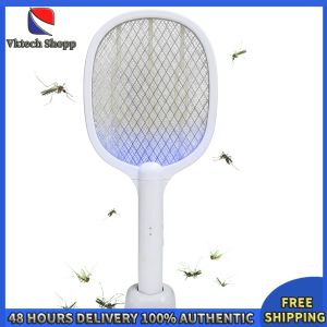 Vktech Multi-Function Mosquito Zapper Racket with LED Light and Fly Trap 2 in 1 Portable Bug Killer for Outdoor Activities