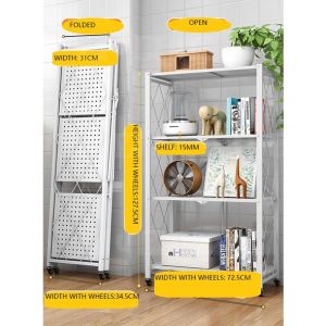 Kitchen shelf rack Foldable rack Folding rack Storage Rack with Wheels Kitchen Rack