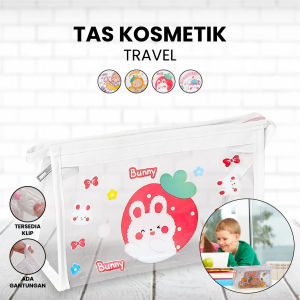 MD-A60 Tempat Pensil Transparan Motif Kartun Tas Pouch Kosmetik / Tas Kosmetik Travel Multifungsi Ala Korea Pouch Serbaguna