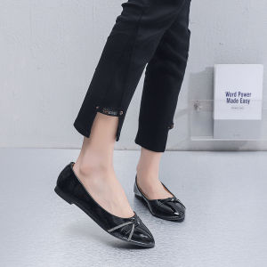 Womens Simple Solid Color Bowknot Decor  Size Wide Flat Shoes BK36