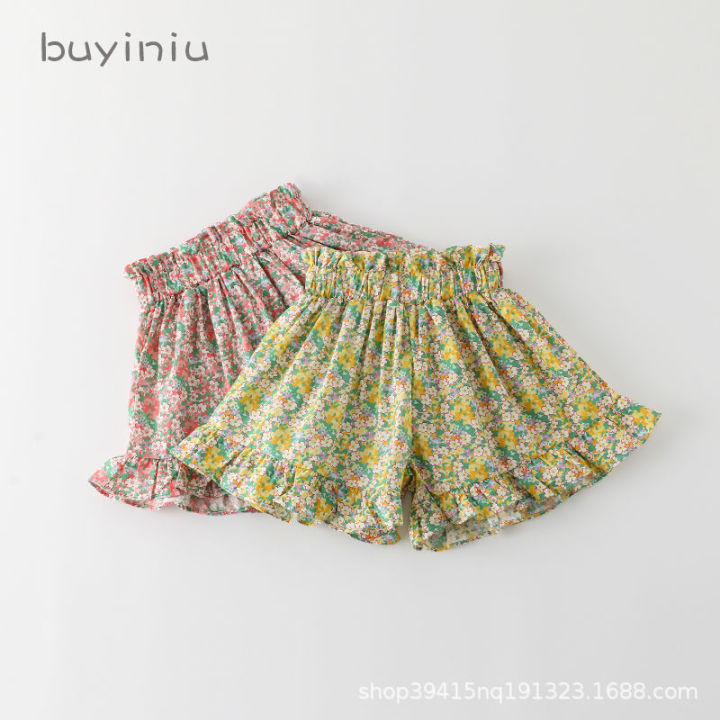 [lrih Store]1-4-9 Years Old Baby Girls Floral Skirt Pants