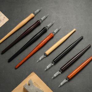 CRUSHES 1pcs Wooden Rod Dip Pen Dipped Ink Vintage Signature Pen Multi-functional English Pen Students