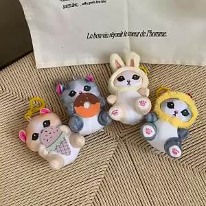 ของเล่นตุ๊กตาแมวฉลามห้อยหูกระต่ายการ์ตูนสไตล์ญี่ปุ่น ตุ๊กตาแมวฉลามพวงกุญแจ เครื่องจับ