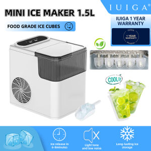 IUIGA 1.5L Portable Ice Maker Machine - 6-Min Fast Ice 12kg/24h Self-Cleaning for Home/Office/Camping