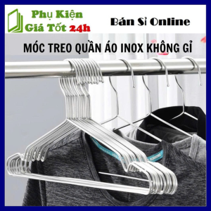 Combo 10 Móc Treo Quần Áo Inox Chống Gỉ Có Rãnh Chống Trượt Tiện Lợi 42cm - Móc Phơi Đồ Kim Loại Chịu Lực Gọn Tủ Treo Áo Sơ Mi Áo Khoác - Mắc Áo - Mắc Phơi Đồ