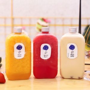 2PCS Milk tea bottles pet plastic bottles Magee bottles oil citrus bottles 400ml disposable food juice drink bottles