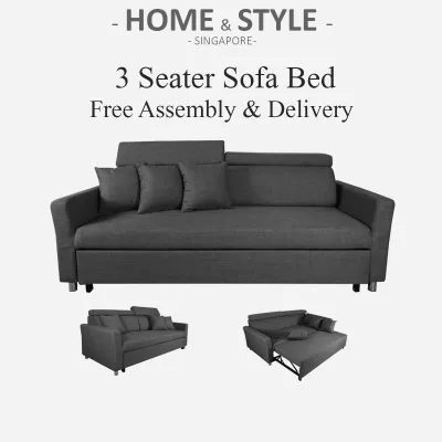[Bulky] [SG SELLER] Sofabed + Free Bean Bag Lounger + Free Delivery | High Quality | Bedroom | Compact | Living Room | Fabric Sofa Bed | High-End | Comfortable | 3 Seater | Durable | Designer |