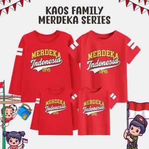 Blueskids Kaos T-Shirt Anak Dewasa Couple Keluarga Merdeka Indonesia Warna Merah