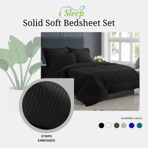 iSleep Solid Soft Bed Sheet Set-800-1000TC-Strips