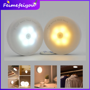 LED Night lights white shell white/ gold lighting Wireless smart motion sensor wall lamp For cabinet stairs corridor night light Use AAA battery power 0.6W