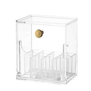FOUNDTWO Flip-Top Makeup Display Rack Transparent with Lid Makeup Brushes Holder Makeup Enthusiasts Portable Cosmetics Tools Organizer Dressing Table