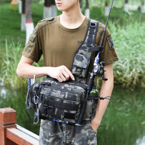 Multifunctional Fishing Tackle Bag Single Shoulder Crossbody Bag Waist Pack Fish Lures Gear Utility Storage Fishing Bag Pole Bag