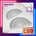 AI-A108 Penggaris 180 Half Circle / Busur Derajat Plastik Transparan Plastic Protractor 180 Derajat. 