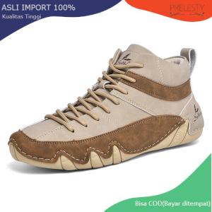 Prelesty COD Fashion Sepatu Boots Pria Tinggi Formal Kulit   Kerja Empuk Lentur Handmade Anti Slip Kekinian 402