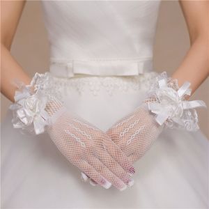 LIGHTER Retro Sweet Women Sun Protection Bridal Elasticity Hand Sleeve Flower Lace Mittens Wedding gloves