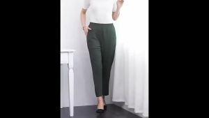 Plus Size M-3XL Long Harem Pants for Women High Waist Korean Style Casual Straight Cut Loose Office Formal Black Khaki Red Green Baggy Slacks Slocks Woman Ladies Pants Trousers