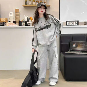 Set bộ thu đông bé gái bộ quần áo dài tay bé gái 17-45kg mẫu CLOTHING vải da cá dày dặngiữ ấm tốthàng may kĩ.