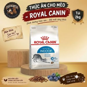Thức ăn hạt cho mèo Royal Canin Indoor túi 2kg cho mèo trưởng thành trên 12 tháng ít vận động - DATE 2028