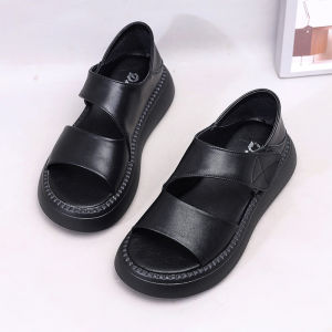 รองเท้าแตะชายหาดพื้นหนา ใส่สบาย สายรัดแต่งหัวเข็มขัด รองรับอุ้งเท้า พื้นรอง EVA สีพื้น เหมาะสำหรับกิจกรรมกลางแจ้ง เดินชายหาด และใส่ในชีวิตประจำวัน