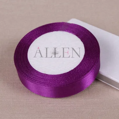 Allen Mall-Deep purple Satin Ribbon Multi-size x Continuous 25 Yards for Bows Bouquet Gift Wrapping Wedding Decorations Etc.