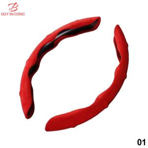 [Clearance Sale]BC 2Pcs Car Steering Wheel Cover Anti-skid Steering Wheel Plush Card Cover For Four Seasons Winter