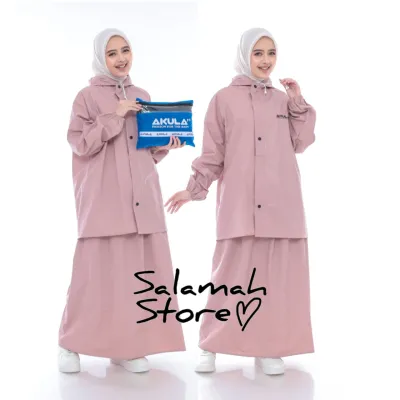 JAS HUJAN RAINCOAT AKULA Wanita Setelan Rok Bahan Pvc Awet Kuat Tebal Elastis Anti Rembes