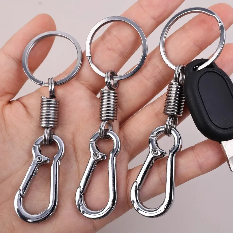 10/5/1pcs Retractable Spring Key Chain Stainless Steel Gourd Buckle  Carabiner Keychain Waist Belt Clip Keyring Key Carabiner Hook Metal  Flat Key