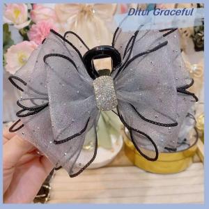 Ditur Hàn Quốc Phong Cách Lưới Bow Rhinestone Tóc Claw Cổ Điển Thanh Lịch Kẹp Tóc Kẹp Kẹp Cá Mập Clip Cho Phụ Nữ Thời Trang Phụ Kiện Tóc