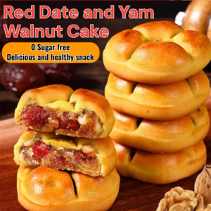 【24H Dispatched】Red Date and Yam Walnut Cake/Red Date and Yam Walnut Cake Fat-lowering And Weight-loss No Added Sugar Cereal Snack/Blood-Replenishing/Nutritional health breakfast Snack traditional pastry