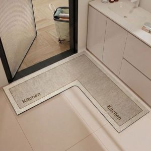 LUZMAR Anti-slip Kitchen Rug Water Absorbent L-Shaped Kitchen Corner Carpet Luxury Oil-resistant Bathroom Mat For Home Corner