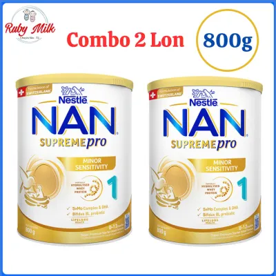 Combo 2 Lon Sữa Bột NAN SUPREME PRO số 1 800g (0-12 tháng)