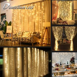 1m/2m/3m LED Curtain String Lights Christmas Decoration Remote Control Festoon Led Light Holidays Fairy Garland Room Decor New Year