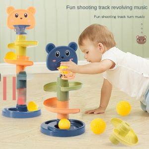 JESJELIU 1 2 3 Years Baby Development Sensory Toy For Babies Stacking Track Rolling Ball Tower Early Educational Games Baby Toy