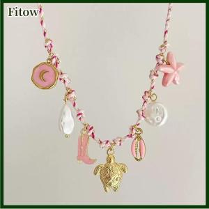 Fitow New Stainless Steel Personaliz Diy Knotting Rope Chain Starfish Turtle Pendant Necklace Color Beach Style Jewelry Gift