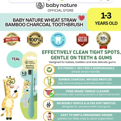 Baby Nature Wheat Straw Ultra Fine Bristles Bamboo Charcoal Toothbrush (1-3 years old)
