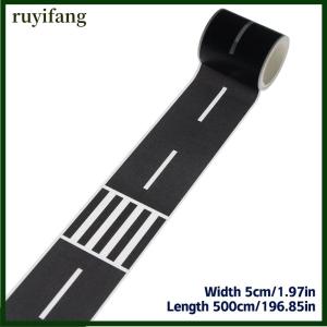 ruyifang 1Roll 5M 1:12 Dollhouse Road Traffic Railway Track Scene Tape Sticker Miniature Parking Scene Curve Sticker Model Decor Toy Accessories