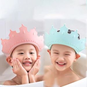 Mũ gội đầu chắn nước bảo vệ tai và mắt hình vương miện nón tắm có thể điều chỉnh vòng đầu chất liệu PP + TPE cao cấp