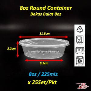 Round Container with Lid 25set Bekas Makanan Bulat 8oz/10oz/12oz/16oz/20oz/25oz/30oz/750ml/1000ml