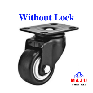 MAJU Black PU Heavy Duty Swivel Rigid Brake Caster Roller M8 M10 Castor Wheel 50mm 2 inch Black and White Roda Hitam