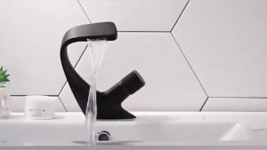 LDIES Black Faucet Bathroom Sink Faucets Hot Cold Water Mixer Crane Deck Mounted Single Hole Bath Tap Chrome Finished ELM457 B8T5H