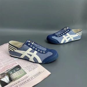 Original Tiger Shoes Classic Denim Blue/white Mens and Womens Canvas Non-slip Lazy Shoes Comfortable and Breathable Slip-on Casual Sneakers TH342N