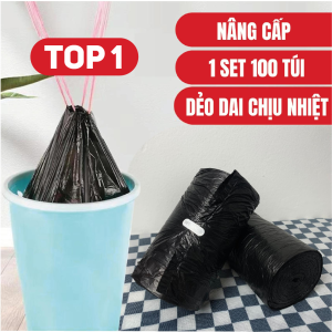 1 cuộn 100 Túi đựng rác có quai xách kích thước 45x50cm tự phân hủy tiện lợi dẻo dai chắc chắn N135